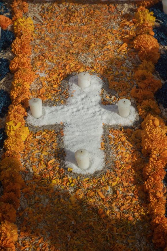 A cross made from salt in Chapala, Jalisco, Mexico.