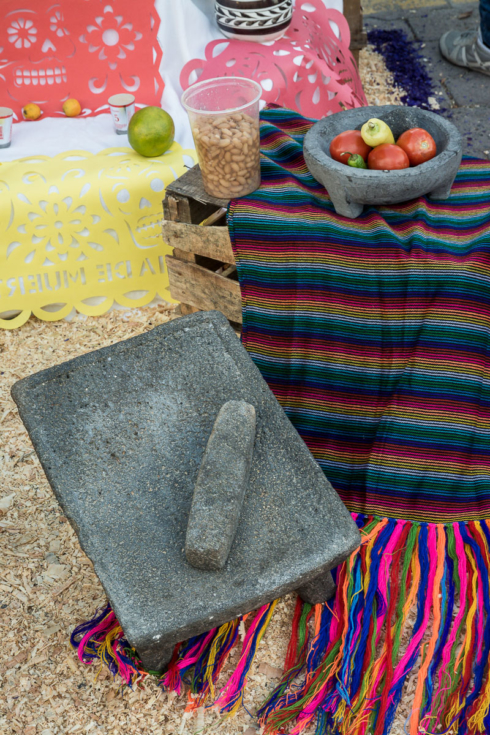 A metate, used for making masa for tortillas.