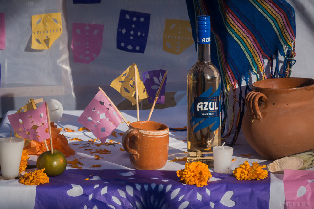 Azul Tequila on an ofrenda in Ixtlahuacán de los Membrillos, Jalisco, Mexico.
