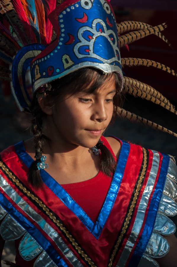 An Aztec dancer during the Fiesta for Our Lady of the Rosary in Ajijic, Jalisco, Mexico.