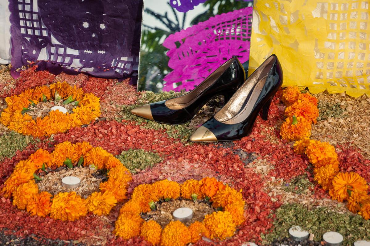 Shoes await the return of the deceased on the Day of the Dead in Chapala, Jalisco, Mexico.