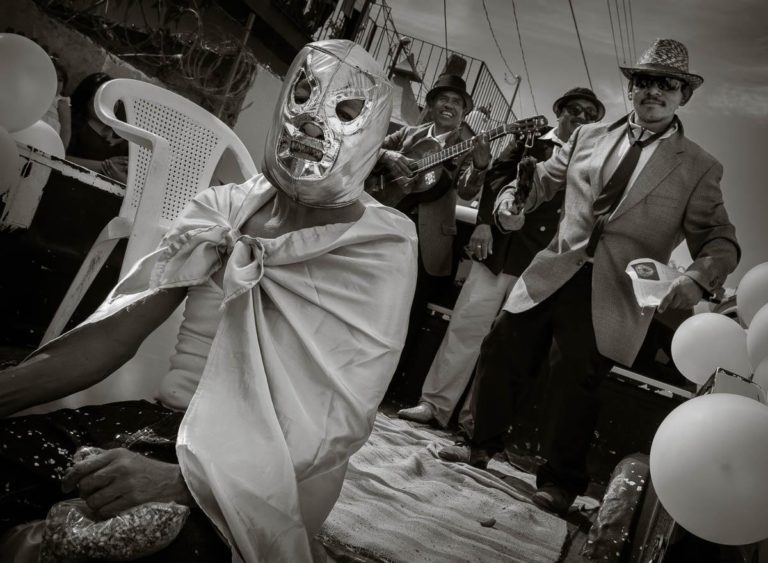 Lucha Libre During a Fiesta in Mexico