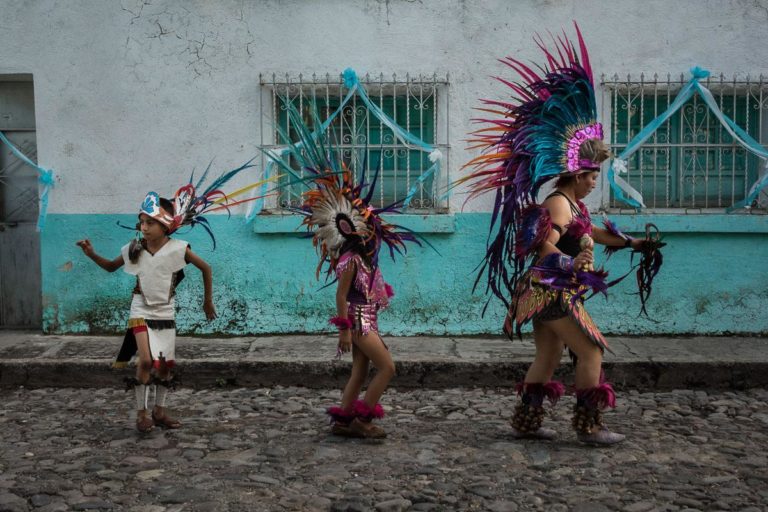 Aztec Dancers During a Procession in Ajijic, Mexico