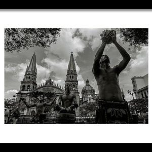 Aztec Dancers in front of the Guadalajara Cathedral, Mexico