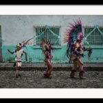 Aztec Dancers during a procession for Our Lady of the Rosary in Ajijic, Jalisco, Mexico
