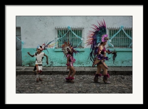 Aztec Dancers during a procession for Our Lady of the Rosary in Ajijic, Jalisco, Mexico