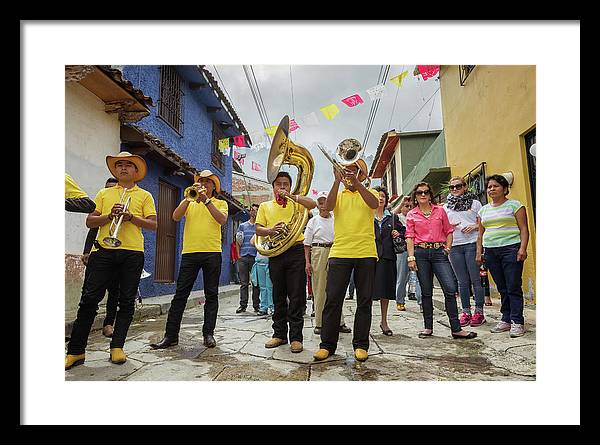 Print of a banda playing during a fiesta in San Cristóbal de las Casas, Chiapas, Mexico