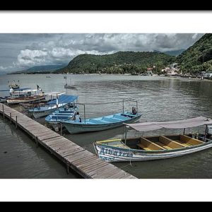 Boats tied up at the dock in Chapala, Jalisco, Mexico