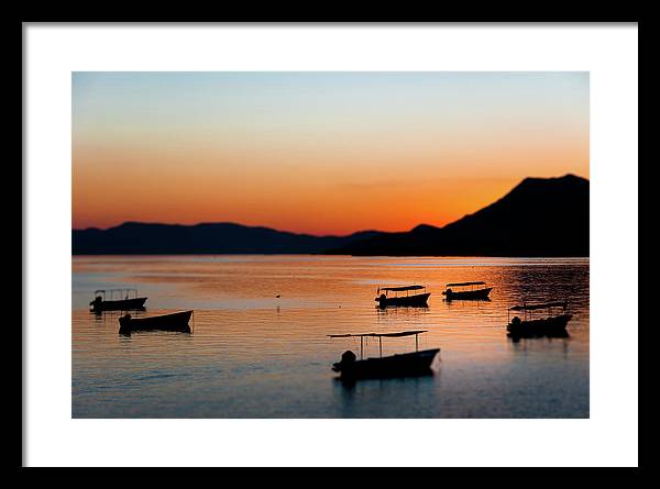 Boats on Lake Chapala at sunset fine art photography