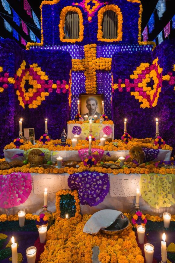 An elaborate altar in Ixtlahuacan de los Membrillos, Jalisco, Mexico, on the Day of the Dead.
