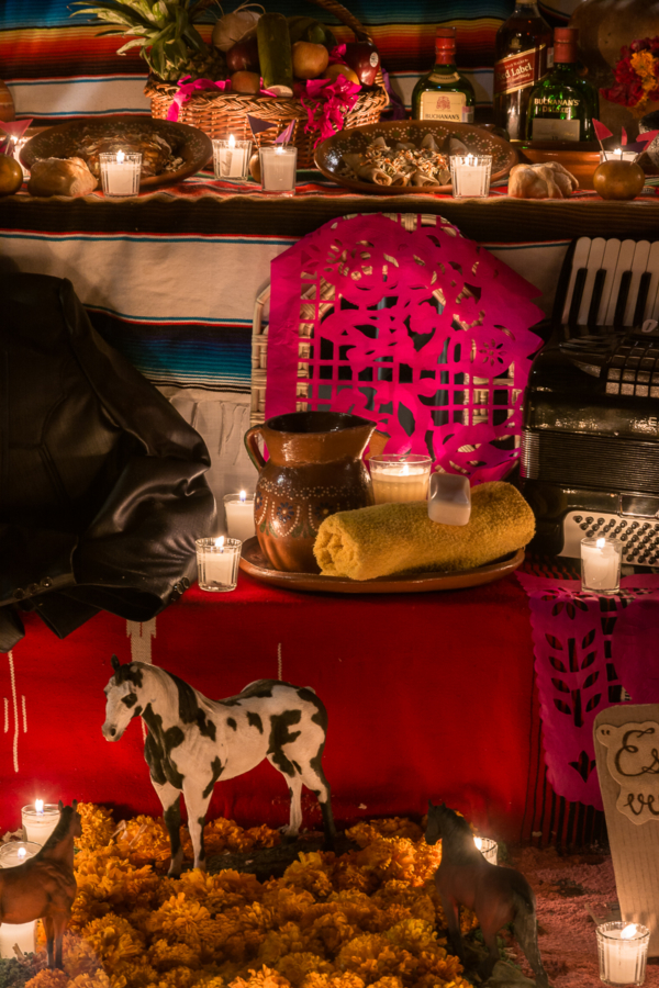 Detail of an altar for Lupe Tijerina of Los Cadetes de los Linares, a famous Mexican band formed in 1960.
