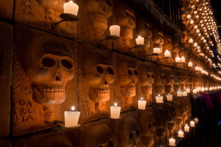 Skull Candle Wall on the Day of the Dead