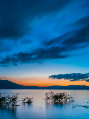 Blue Lake Chapala Winter Sunset