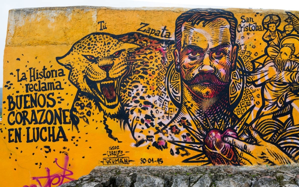 Mural of Emiliano Zapata in San Cristóbal de las Casas, Chiapas, Mexico.