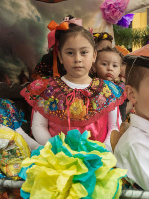 Parachico girls during the Fiesta de la Merced in San Cristóbal de las Casas, Chiapas