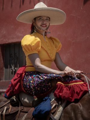 Escaramuza Charra during the September 11 Day of the Cowboy in Ajijic, Jalisco, Mexico
