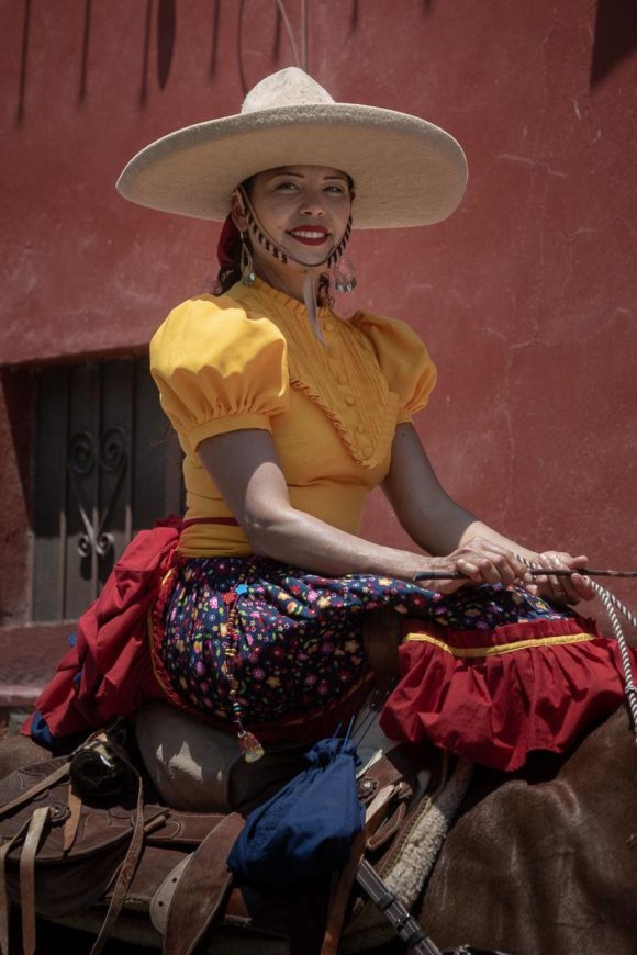 Escaramuza Charra during the September 11 Day of the Cowboy in Ajijic, Jalisco, Mexico