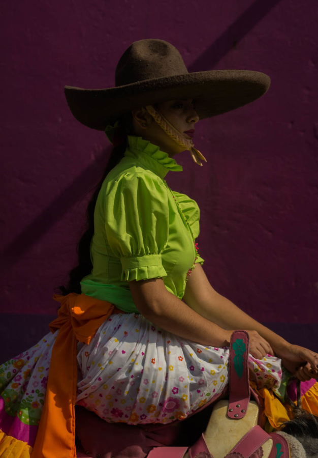 A cowgirl during the 2016 Independence Day parade in Ajijic, Mexico.