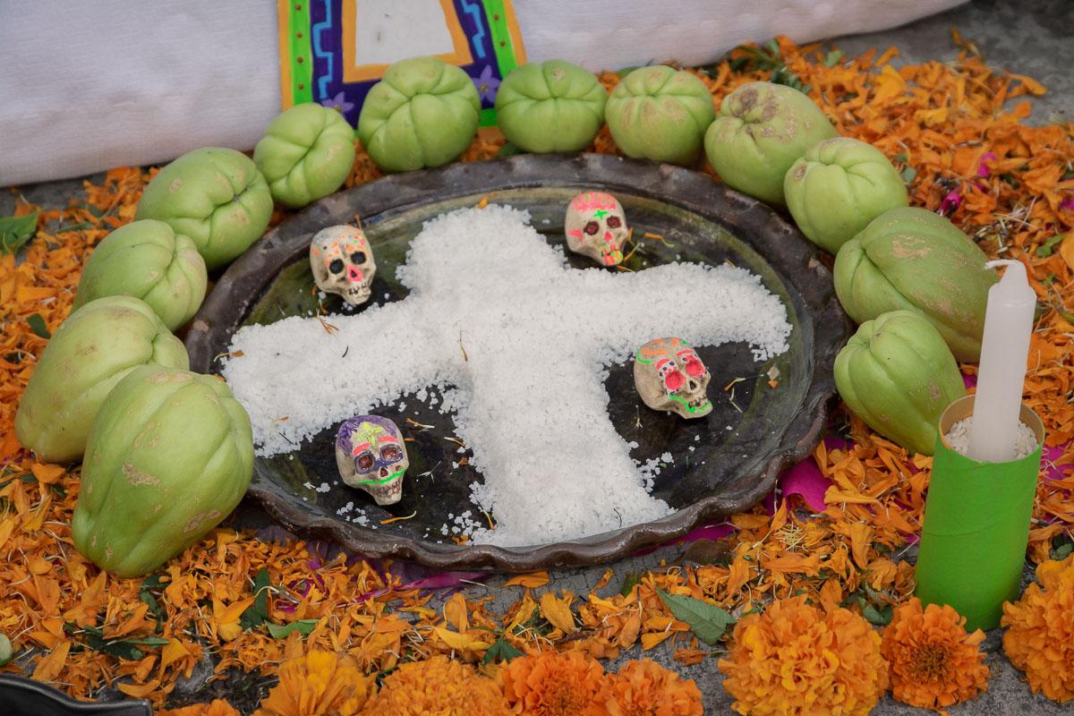 Chayotes at an altar on the Day of the Dead in Chapala, Jalisco, Mexico.