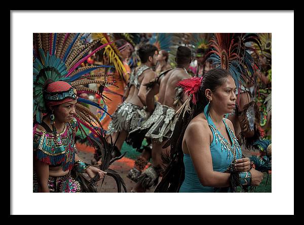 Framed print of Aztec dancers during a fiesta in Chapala, Jalisco.