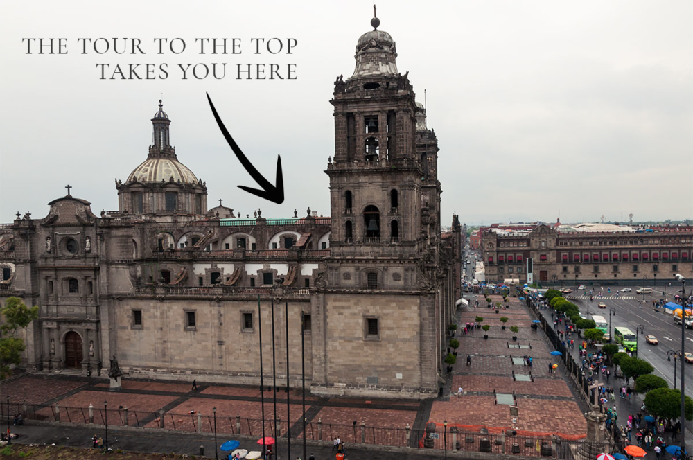 Tour to the top of the Metropolitan Cathedral in Mexico City.