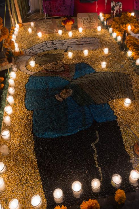 Seeds and grains on a Day of the Dead altar.