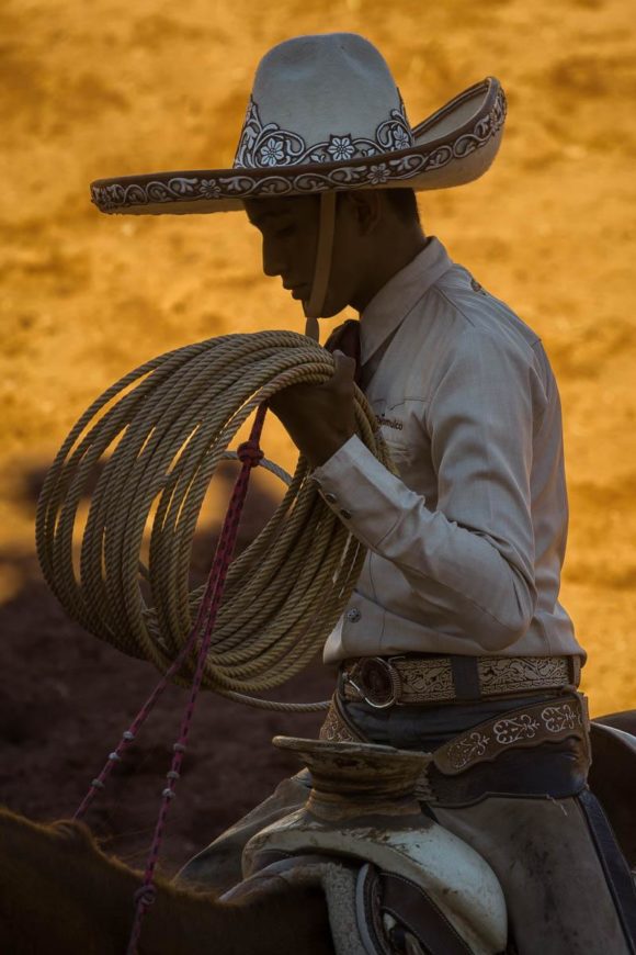 A cowboy demonstrates his roping skills on the Day of the Cowboy in Ajijic, Jalisco, Mexico.