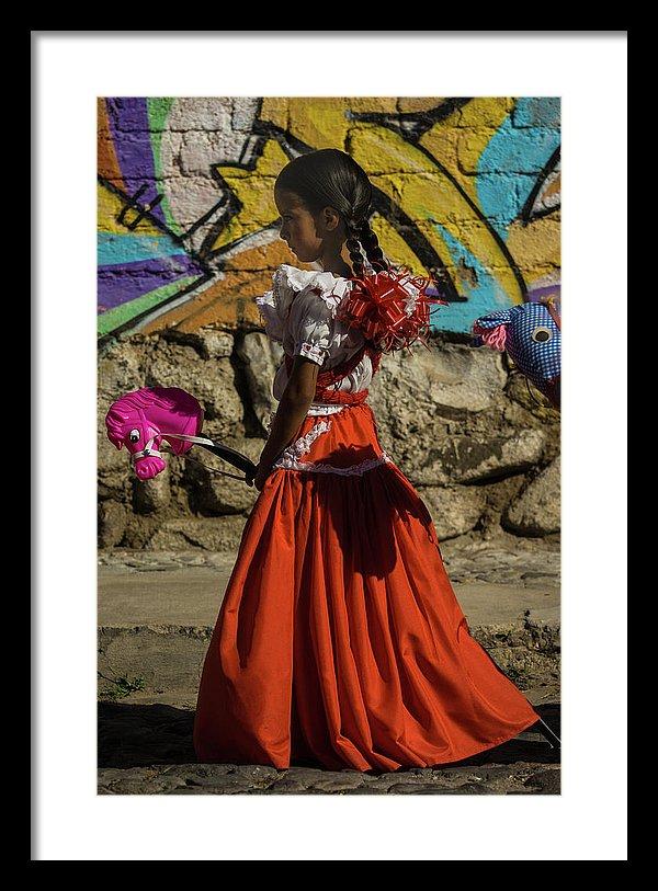 Adelita and Toy Horse Framed Print
