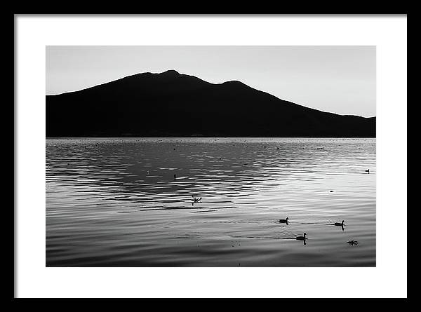 Framed fine art photo print of Lake Chapala in black and white by Dane Strom
