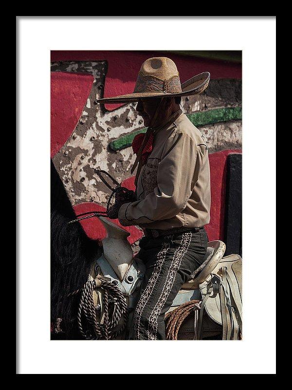Mexican cowboy silhouette framed print