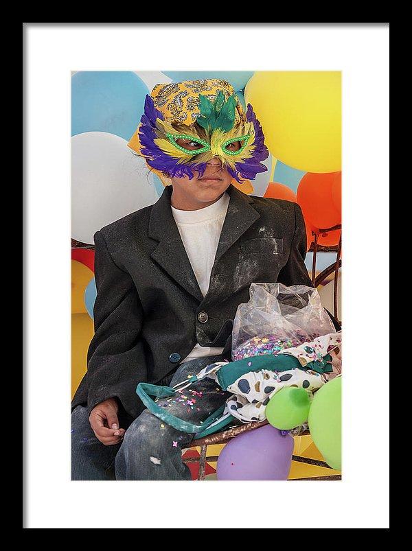 Boy With Feathered Mask on Carnaval photo print