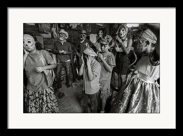Framed fine art photography print of sayacas before Carnival parade in Ajijic, Jalisco, Mexico